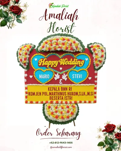 Karangan Papan Bunga Pernikahan karang mekar